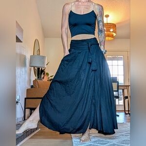 Free People black SUNDOWN skirt with Free People Intimately strappy crop top S